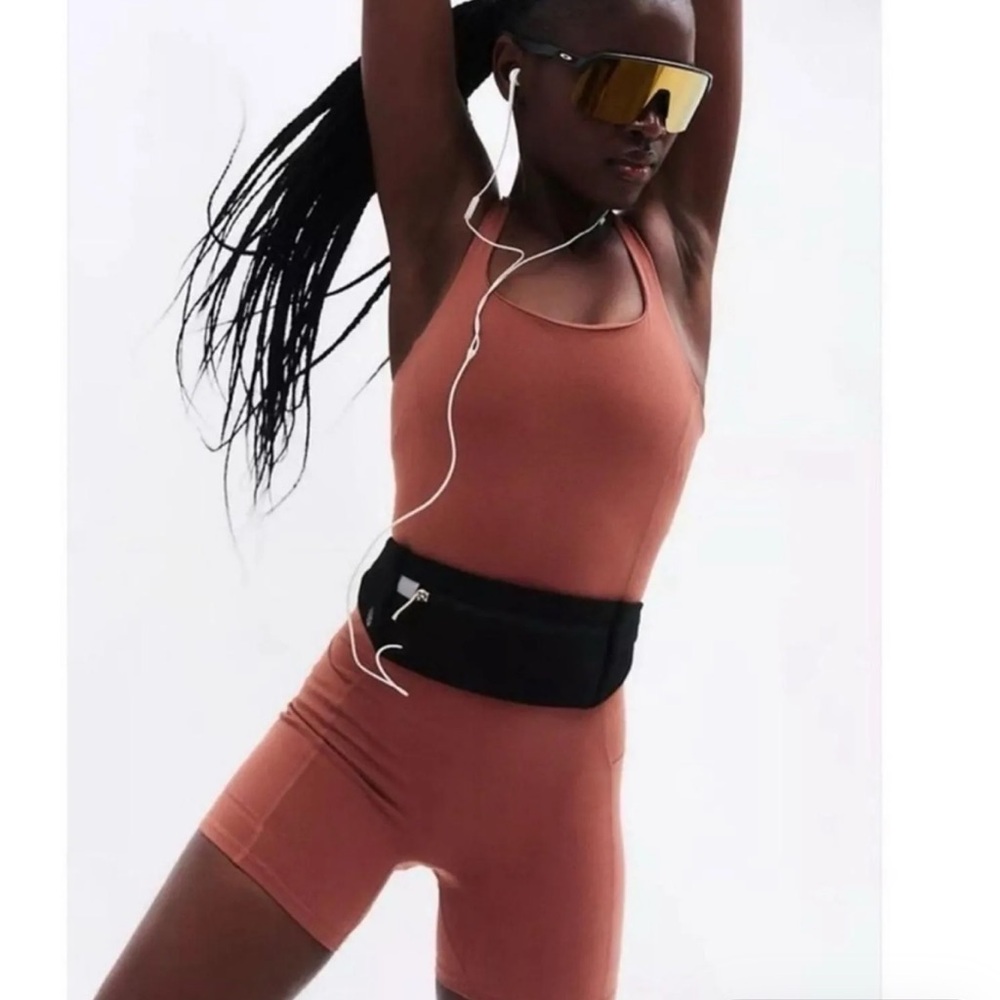 Free People FP Movement Never Better Runsie Bodysuit Chocolate Racerback Romper